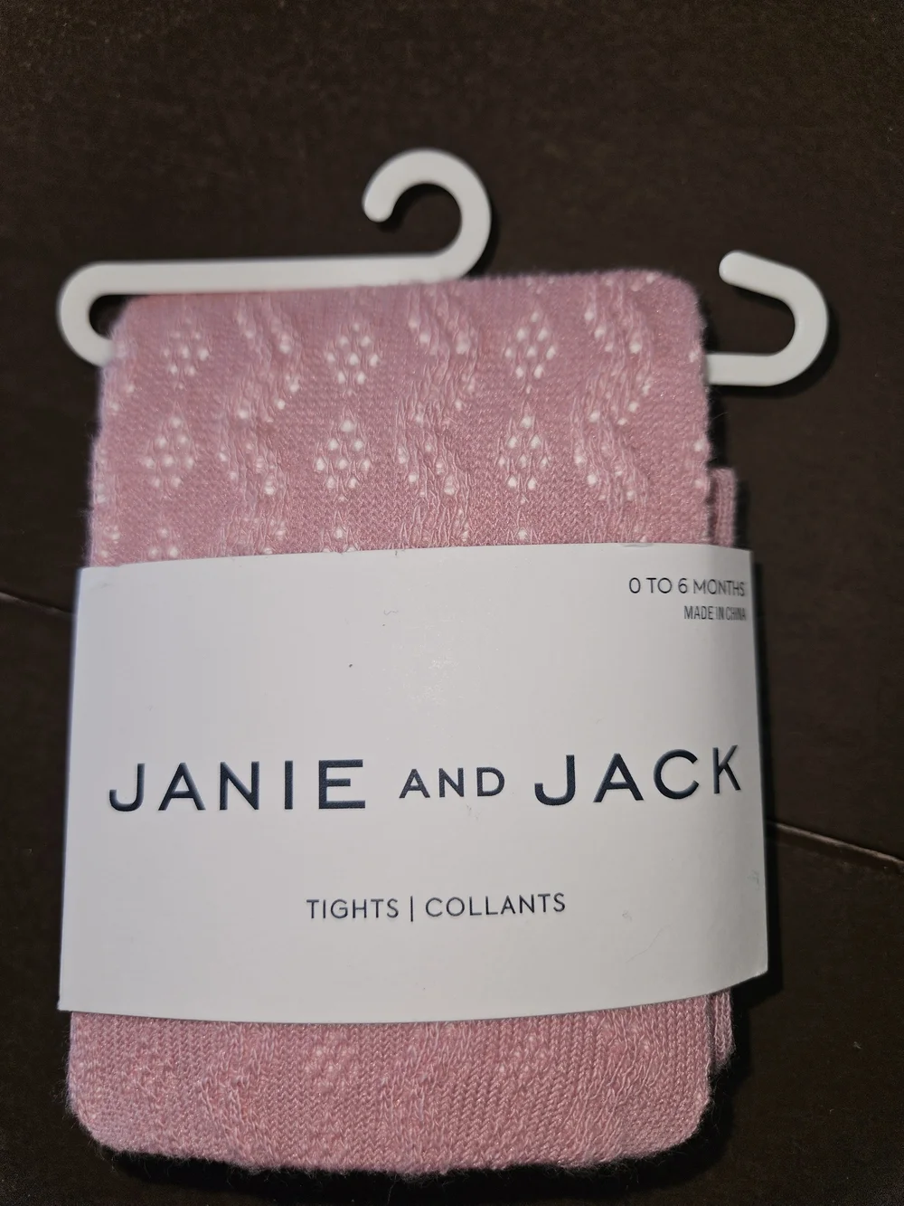Janie and Jack Pink Knit Baby Tights with Pattern